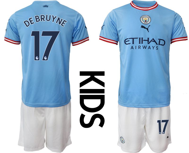 Youth 2022-2023 Club Manchester City home blue 17 Soccer Jersey